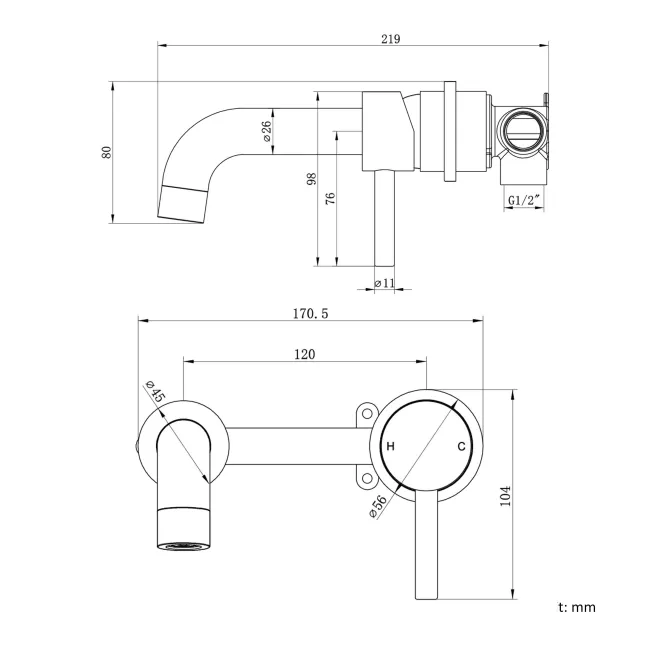 Trent Brushed Brass Wall Mounted Basin Mixer Tap