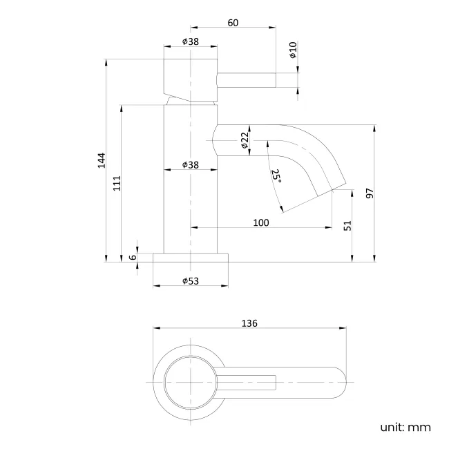 Selma Brushed Brass Cloakroom Basin Mixer Tap
