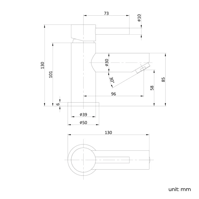 Wye Matt Black Cloakroom Basin Mixer Tap