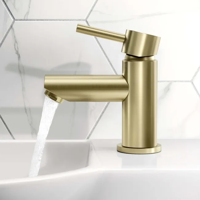 Wye Brushed Brass Cloakroom Basin Mixer Tap