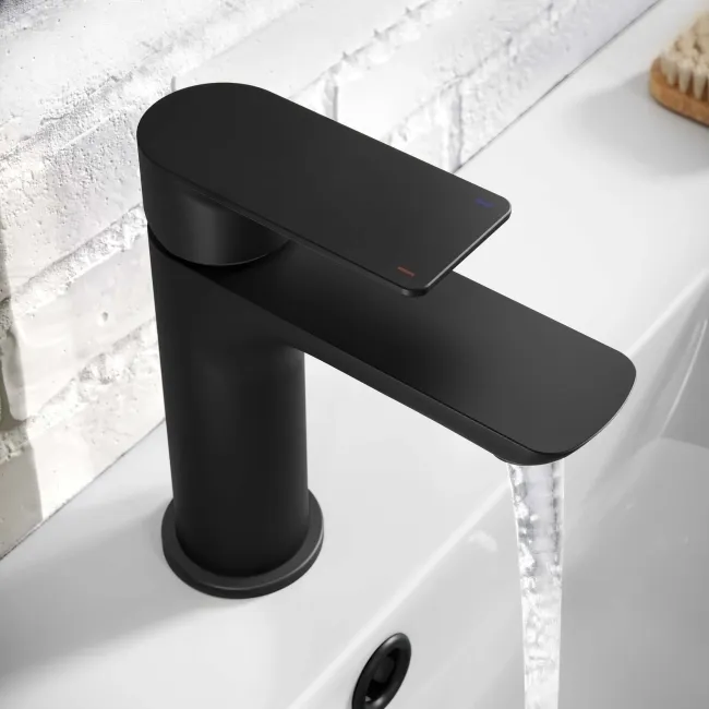 Lusk Matt Black Basin Mixer Tap