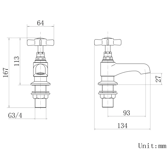 Nene Traditional Chrome Hot & Cold Bath Taps
