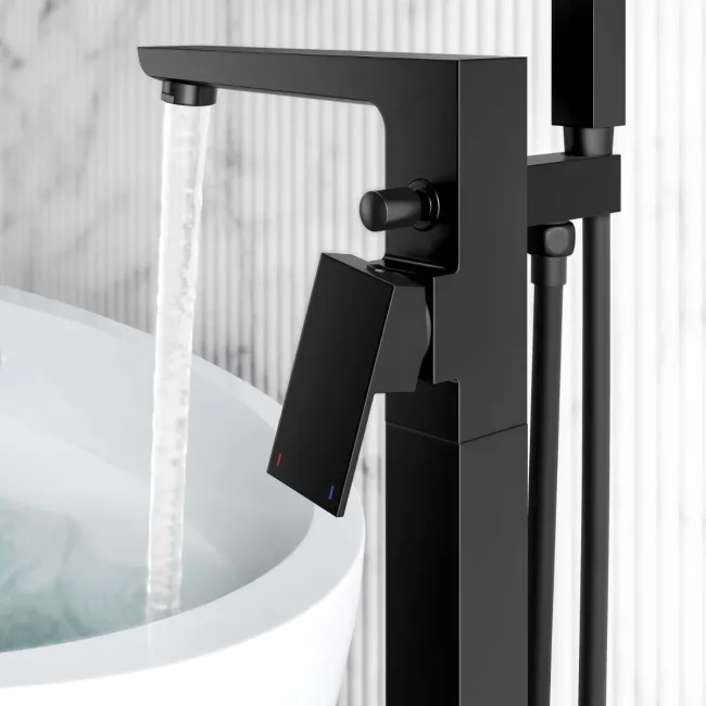 Soar Matt Black Freestanding Bath Shower Mixer Tap