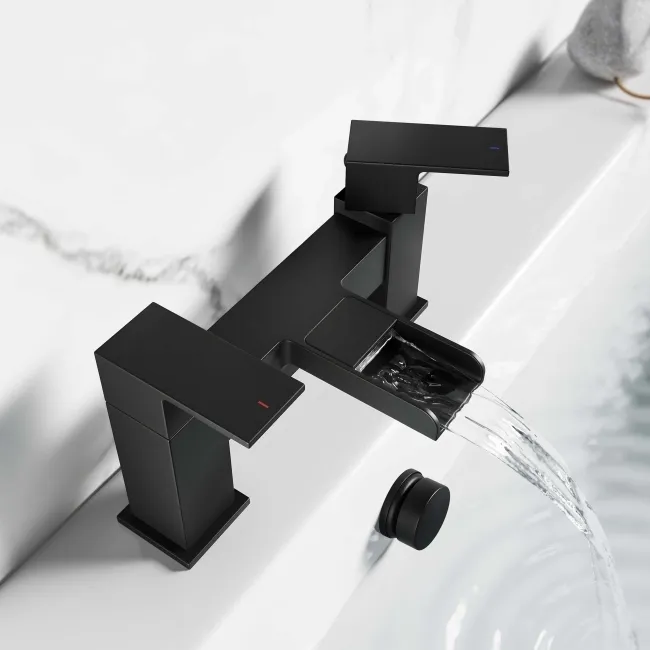 Avon Matt Black Waterfall Bath Filler