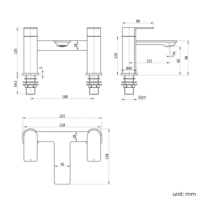 Lune Brushed Brass Bath Filler