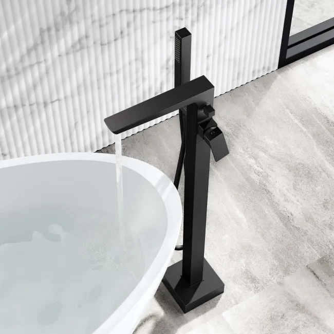 Ribble Matt Black Freestanding Bath Shower Mixer Tap