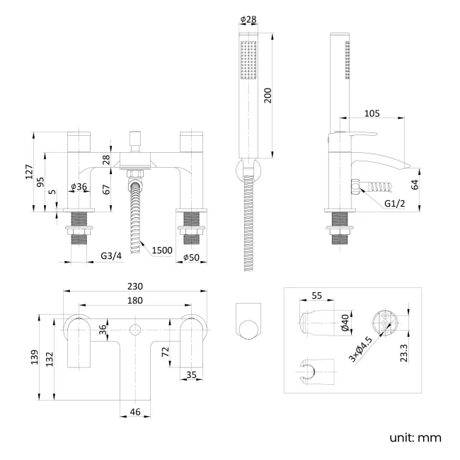 Spey Chrome Bath Filler & Handheld Shower