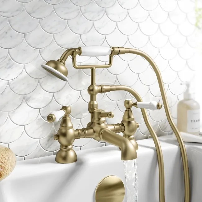Beauly Traditional Brushed Brass Bath Shower Mixer Tap