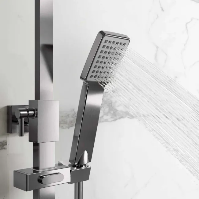 Galway Premium Gunmetal Grey Square Thermostatic Shower Set