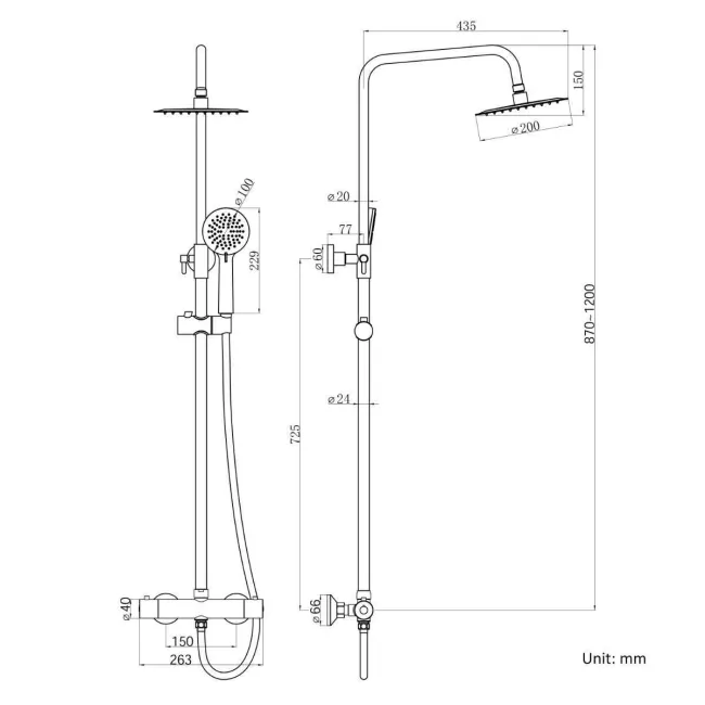 Ballina Premium Gunmetal Grey Round Thermostatic Shower