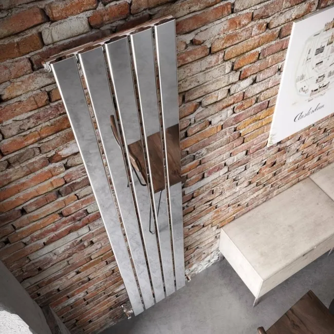 Faro Chrome Single Flat Panel Vertical Radiator 1600x350mm