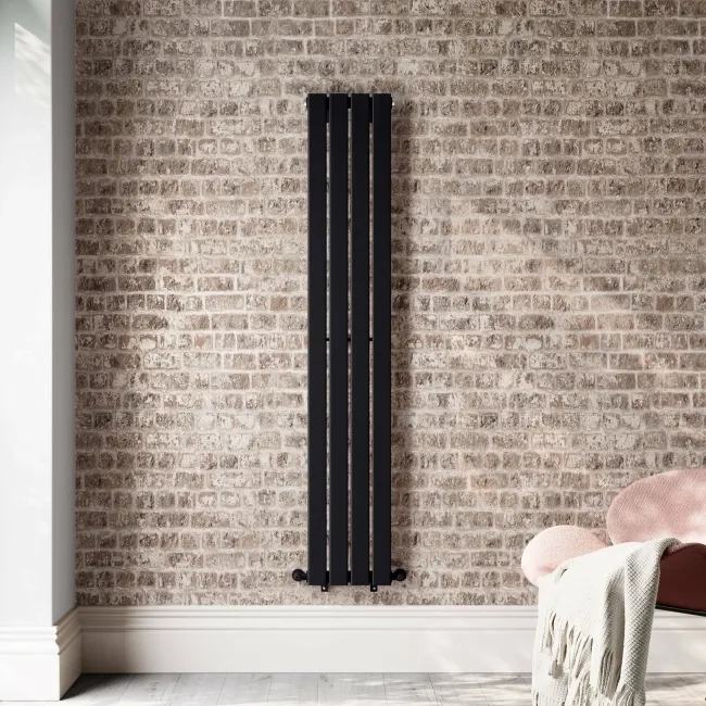 Faro Matt Black Single Flat Panel Vertical Radiator 1800x280mm