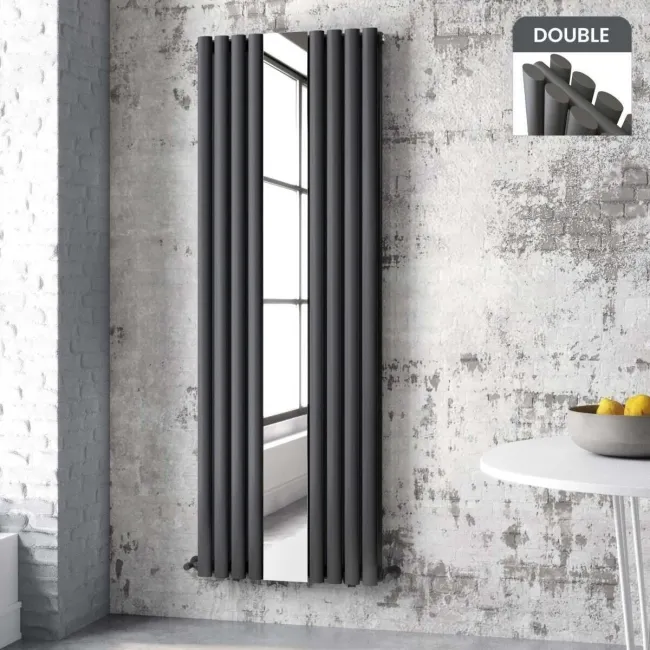 Marseille Anthracite Double Vertical Mirror Radiator 1800x620mm