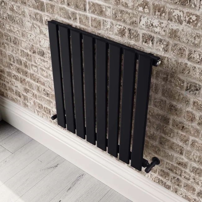Faro Matt Black Single Flat Panel Horizontal Radiator 600x560mm
