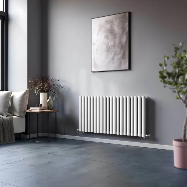 Marbella White Double Oval Panel Radiator 600x1200mm