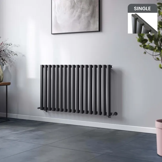 Marbella Anthracite Single Oval Panel Radiator 600x1020mm
