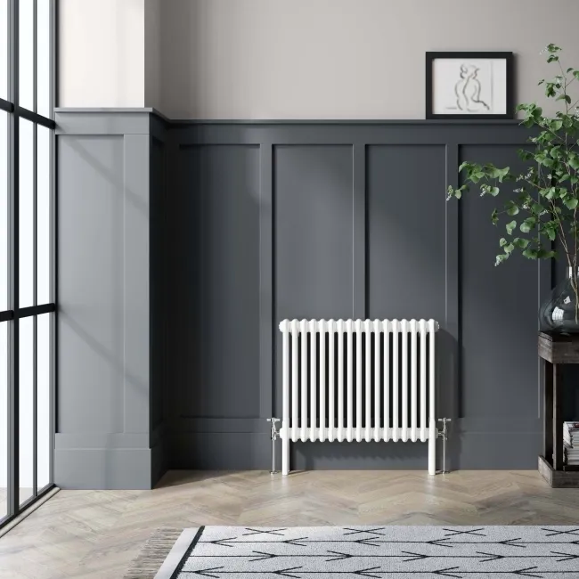 Athens White Triple Column Horizontal Traditional Radiator 600x785mm