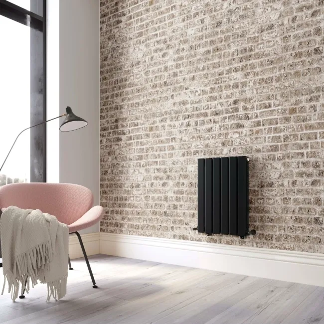 Faro Matt Black Double Flat Panel Horizontal Radiator 600x420mm