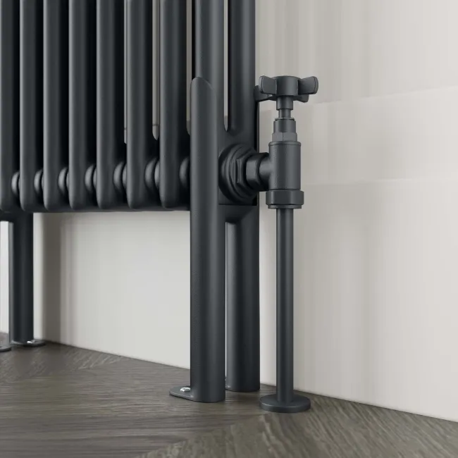 Athens Anthracite Double Column Horizontal Traditional Radiator 600x425mm