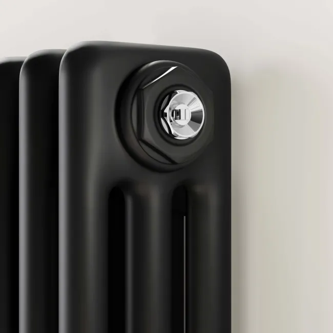 Athens Matt Black Triple Column Horizontal Traditional Radiator 300x1415mm