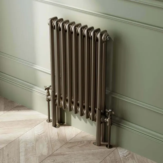 Athens Antique Gold Double Column Horizontal Traditional Radiator 600x425mm