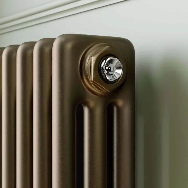 Athens Antique Gold Triple Column Horizontal Traditional Radiator 600x605mm