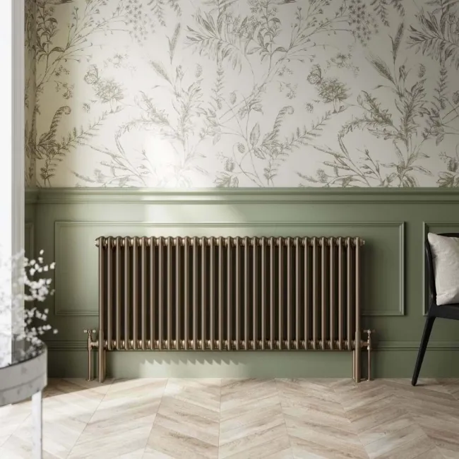 Athens Antique Gold Triple Column Horizontal Traditional Radiator 600x1415mm