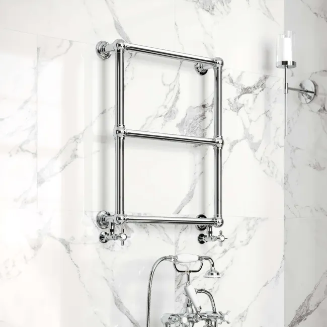Gibraltar Wall Hung Traditional Chrome Heated Towel Rail 690x600mm