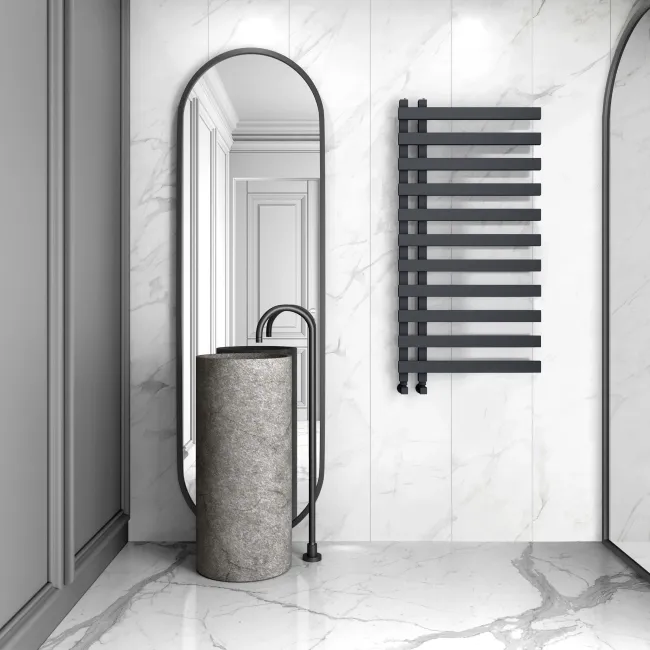 Palermo Anthracite Designer Heated Towel Rail 1200x600mm