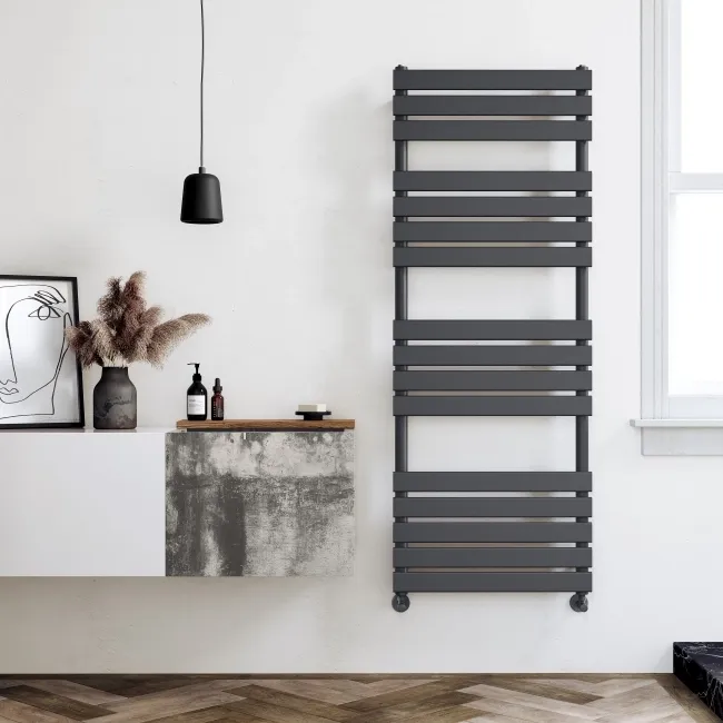 Santorini Anthracite Flat Panel Heated Towel Rail 1600x600mm