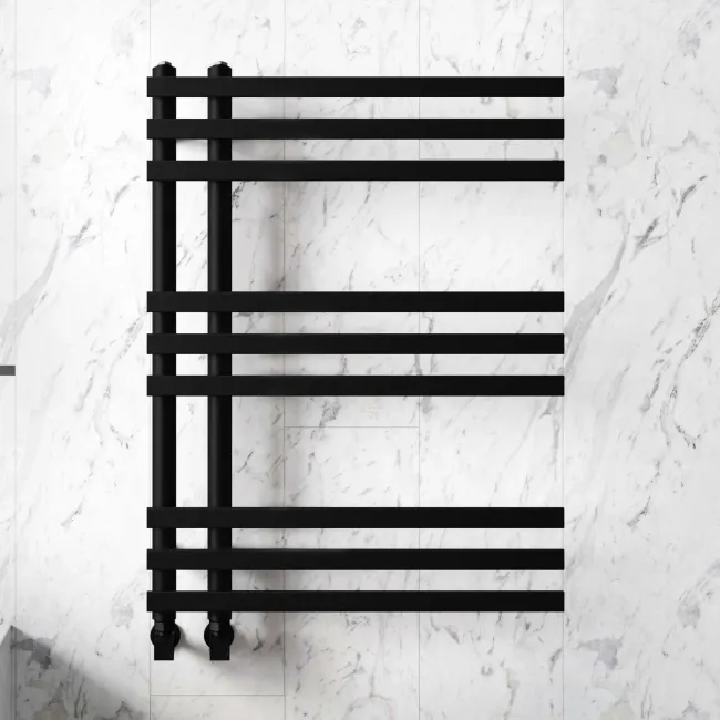 Madrid Matt Black Designer Heated Towel Rail 800x600mm
