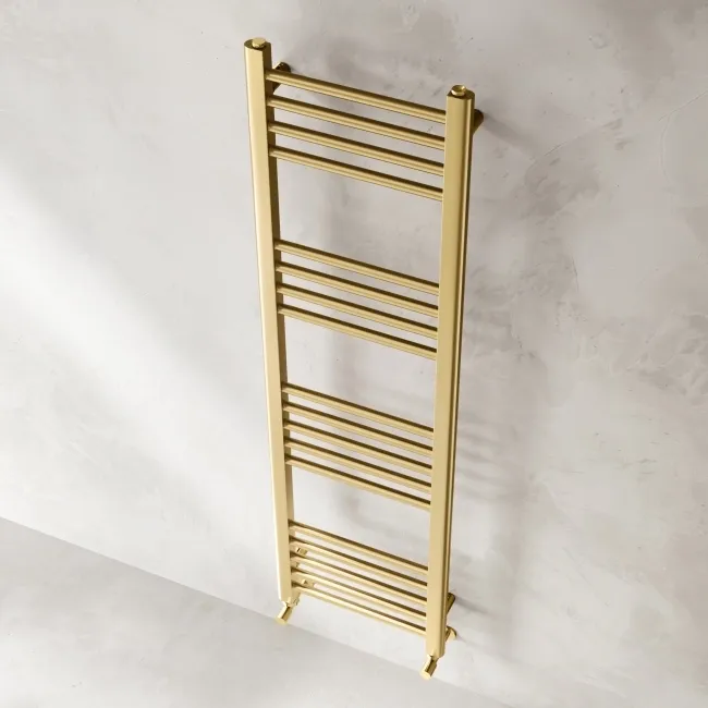Barcelona Brushed Brass Straight Heated Towel Rail 1400x400mm