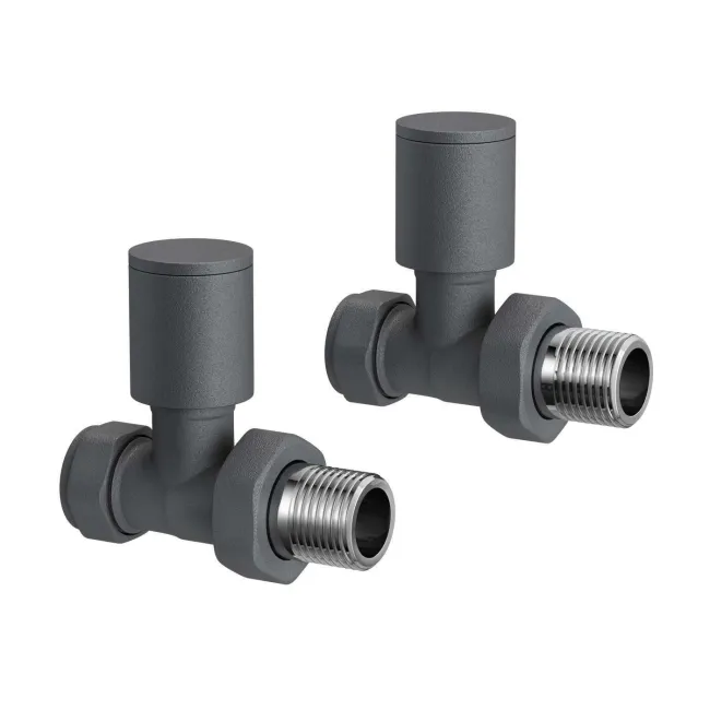 Straight Anthracite Manual Radiator Valves (Pair) Standard 15mm