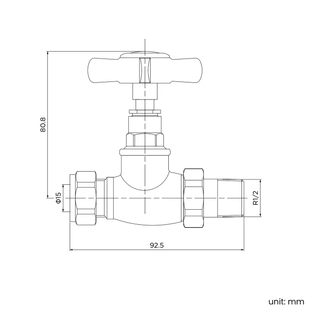 Antique Gold Straight Traditional Manual Radiator Valves (Pair) Standard 15mm