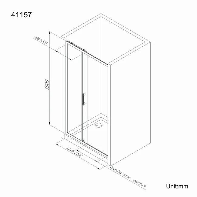 Hamburg Matt Black Easy Clean 8mm Sliding Shower Door 1200mm - Easy Fix Feature