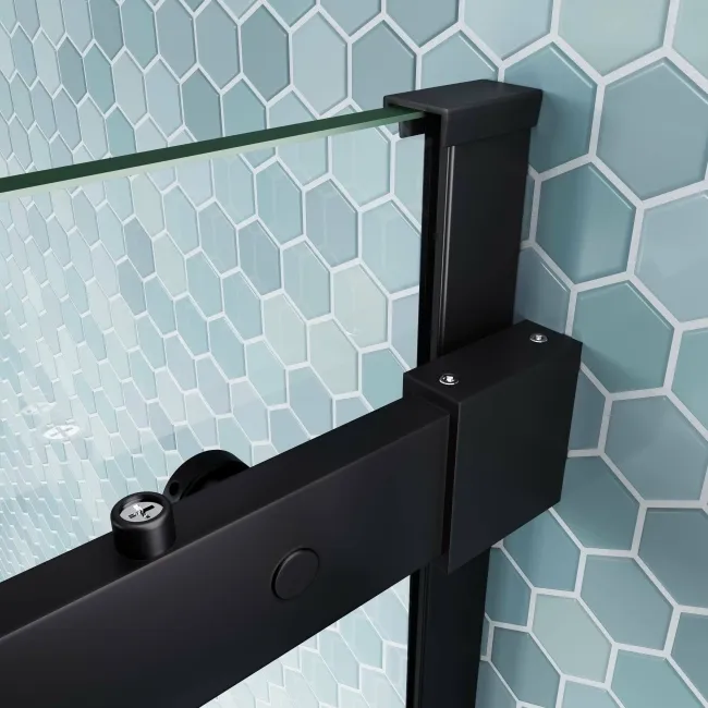 Oslo Matt Black Premium Easy Clean 8mm Sliding Shower Door 1400mm