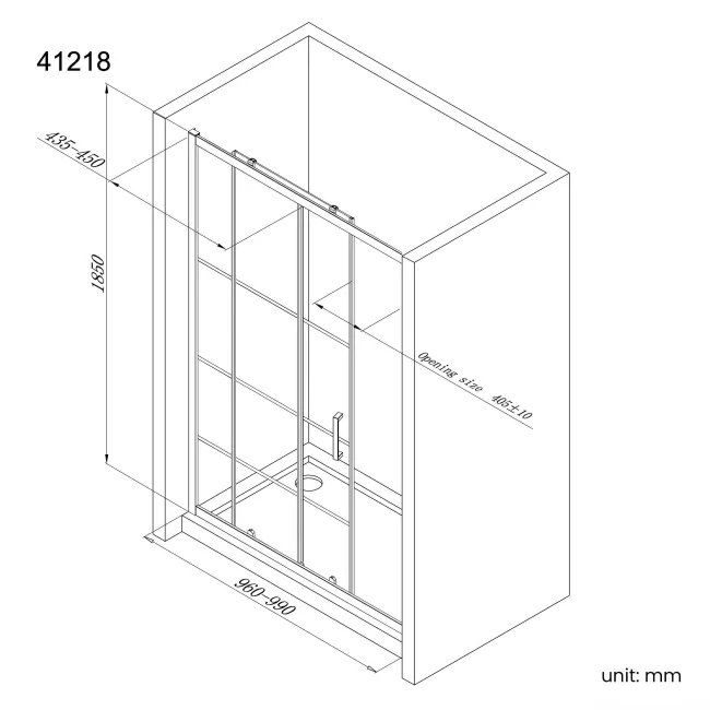 London Matt Black Grid 6mm Sliding Shower Door 1000mm