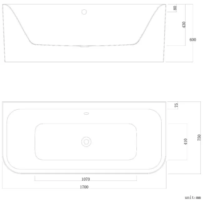 Bond 1700mm Back To Wall Bath
