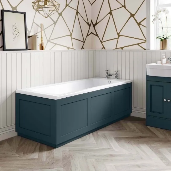 Traditonal Inky Blue Wooden Bath End Panel 680mm