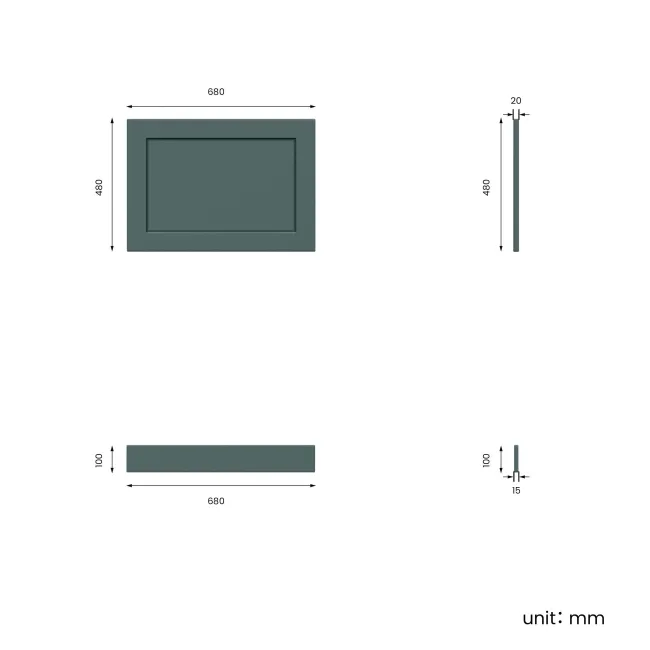 Traditonal Midnight Green Wooden Bath End Panel 680mm