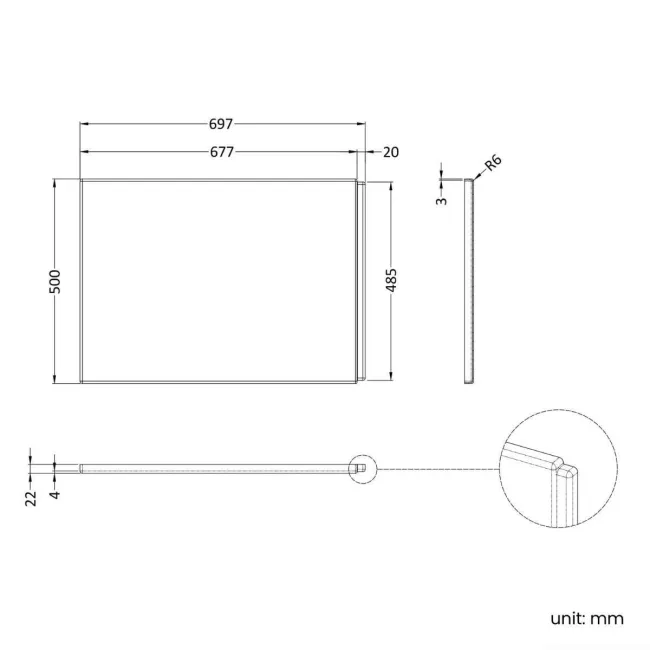 700 Super Strength Reinforced Acrylic L Shaped Bath End Panel