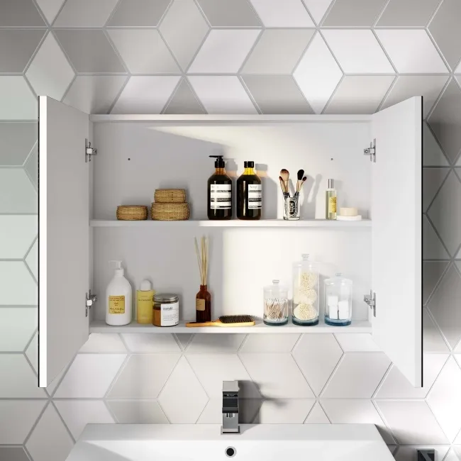 Gloss White Mirror Cabinet 800mm