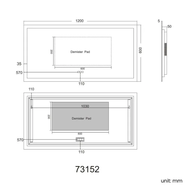 Ellie Illuminated LED Mirror With BLUETOOTH Speaker 600x1200mm