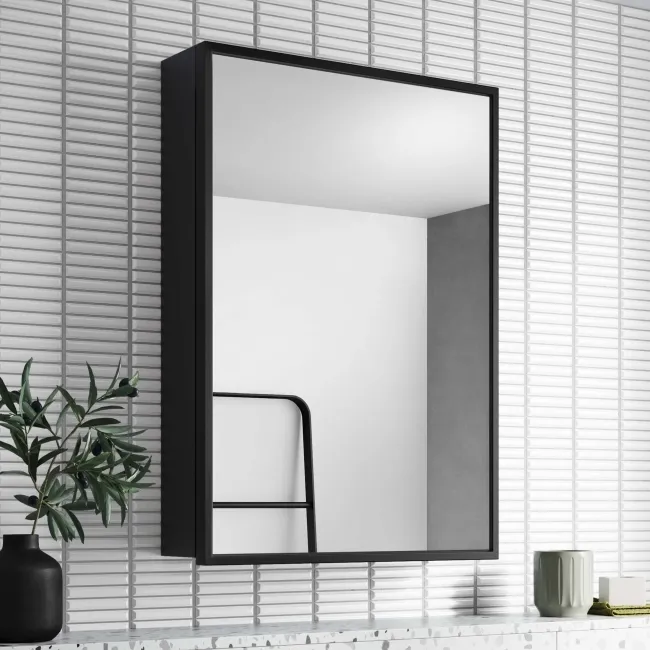 Mia Black Framed Mirror Cabinet 710x500mm