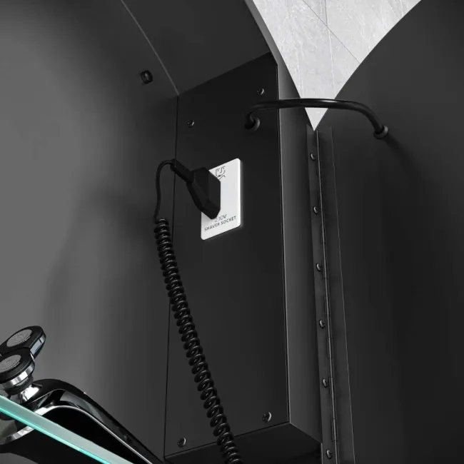 Mollie Black Framed Round Illuminated LED Mirror Cabinet 600mm