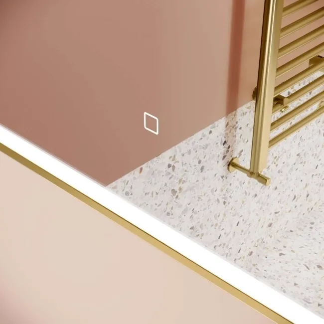 Olivia Brushed Brass Illuminated LED Mirror 600x400mm