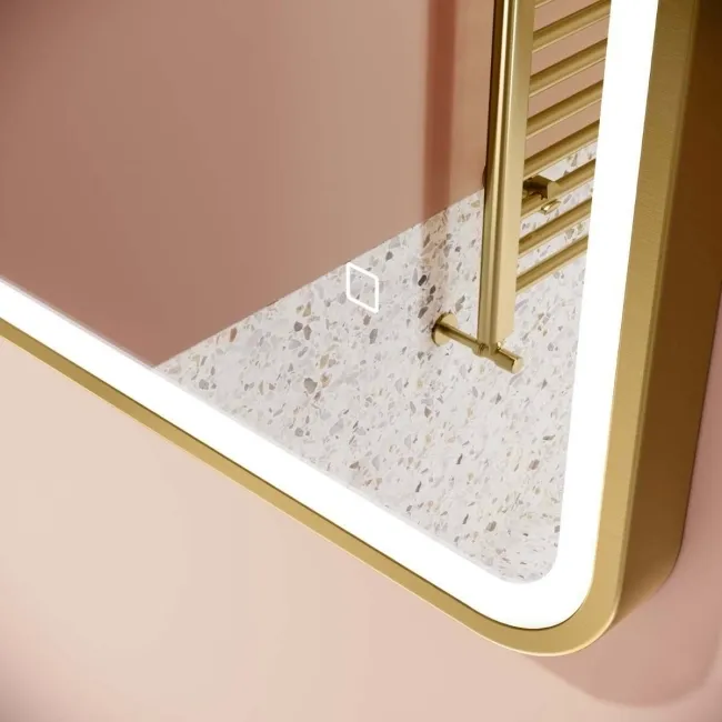 Olivia Brushed Brass Illuminated LED Mirror 800x600mm