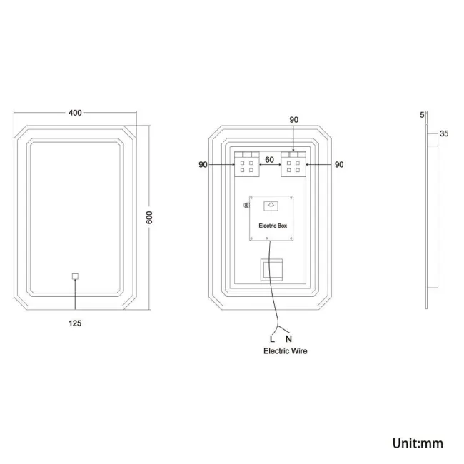 Thea Illuminated LED Mirror 600x400mm