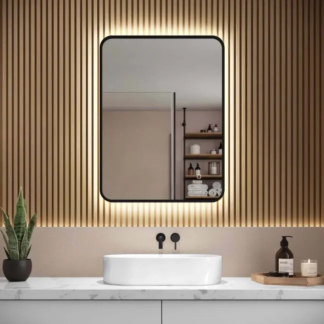 Olivia Black Framed Backlit llluminated LED Mirror 800x600mm