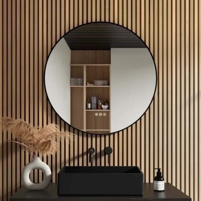 Mollie Black Framed Round Backlit LED Mirror With BLUETOOTH Speaker 800mm